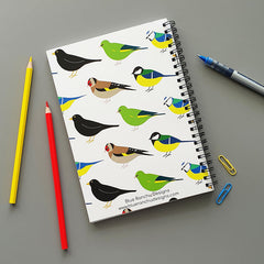 Garden birds wire bound lined notebook