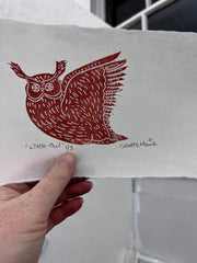 Little Owl limited edition lino print