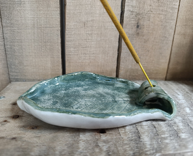 Ceramic leaf shaped incense holder