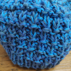 Hand knitted adult hat in Brick design - blue and te