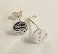 Sterling silver small hammered circle studs