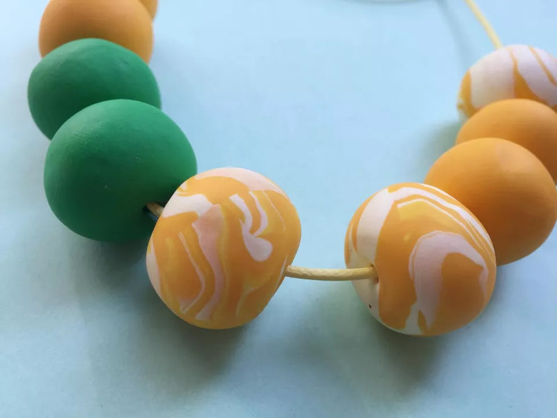 Statement bead necklace - yellow & green