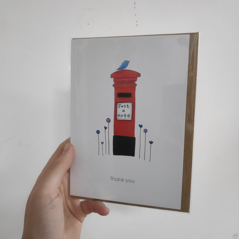 Just a note thank you postbox card