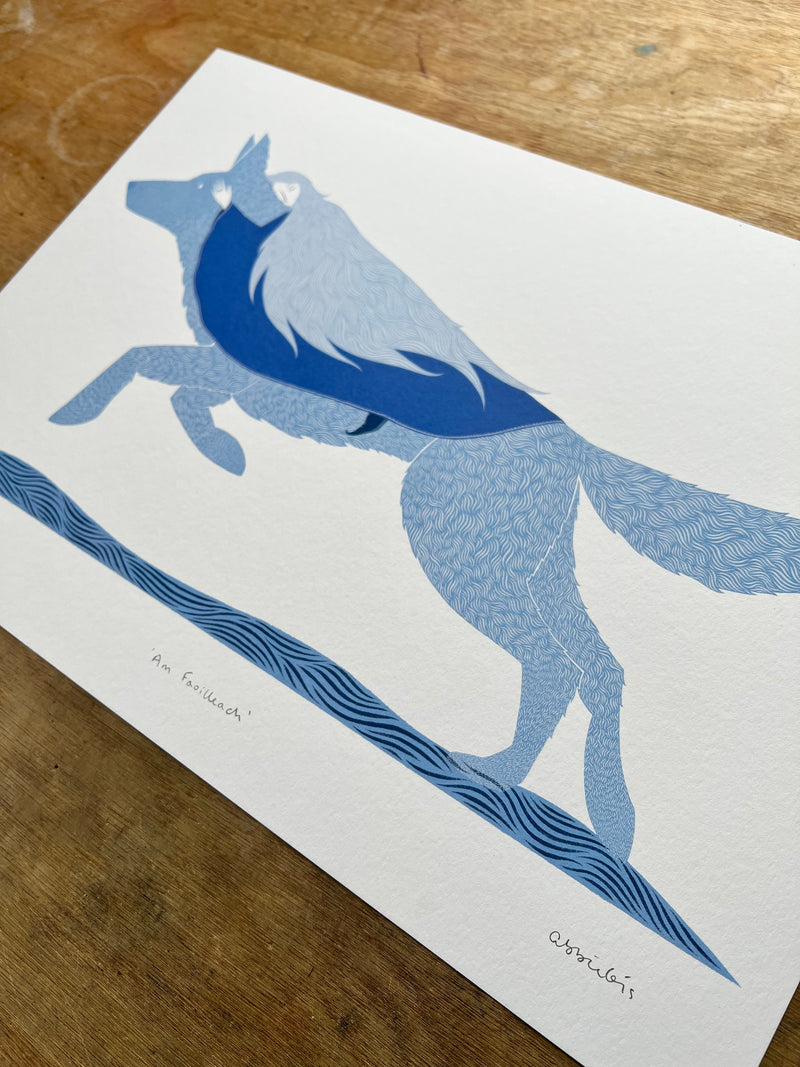 Am Faoilleach, Wolf and Scottish Goddess Folklore A3 Print