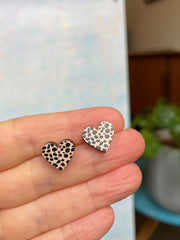 Leopard print heart wooden studs