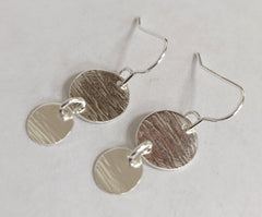 Sterling silver double circle drop earrings