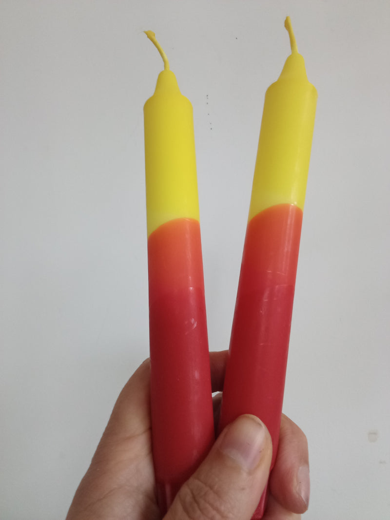 Yellow & red ombre dinner candles