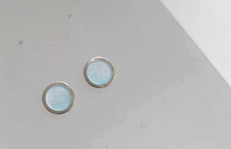 Sterling silver & enamel colourful studs - ice blue