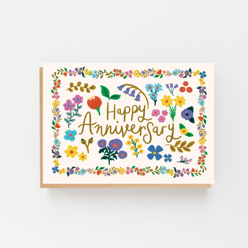 Happy anniversary - Romanian floral pattern card