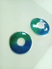 Sterling silver & enamel donut studs - green & blue