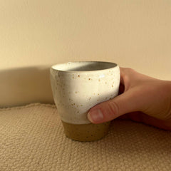 White speckled dimple coffee tumbler