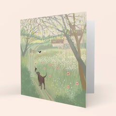 Spring Greens dog walk card