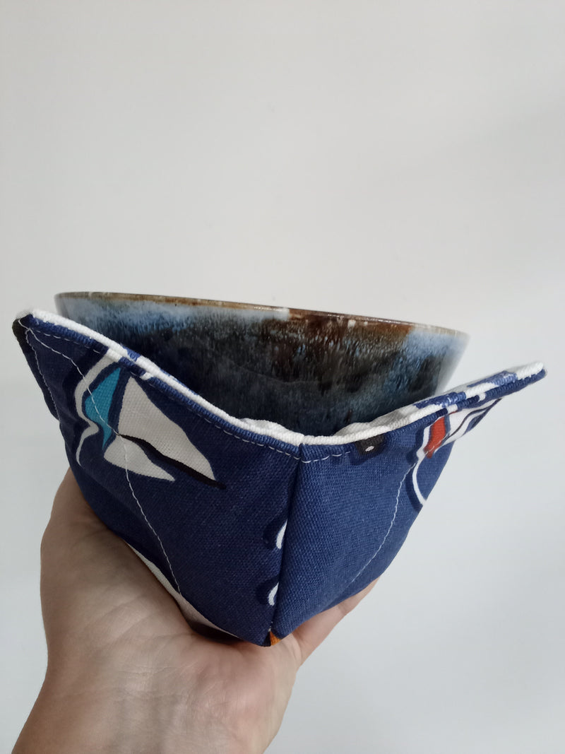 Bowl cosy - Seagulls/blue fabric