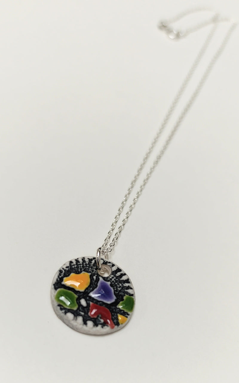 Lace imprinted ceramic necklace