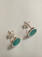 Sterling silver & enamel colourful studs - turquoise