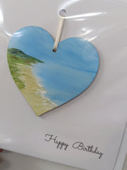 Happy birthday hand painted heart keepsake card