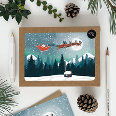 Pack of 8 Santa Moonscape cards