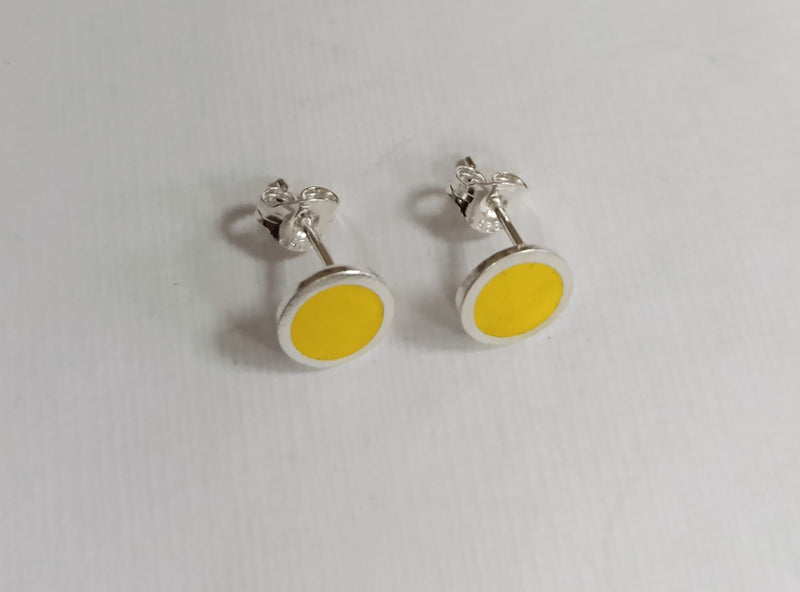 Sterling silver & enamel colourful studs - yellow