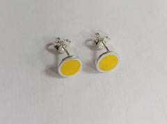 Sterling silver & enamel colourful studs - yellow