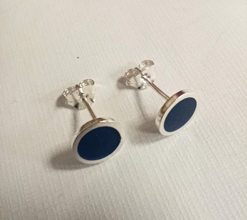 Sterling silver & enamel colourful studs - royal blue