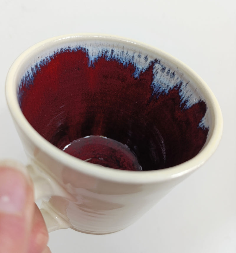 Hand thrown cream with inside terracotta glaze mug