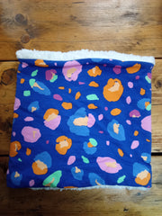 Neck warmer/snood - indigo with splodge print (adult size)
