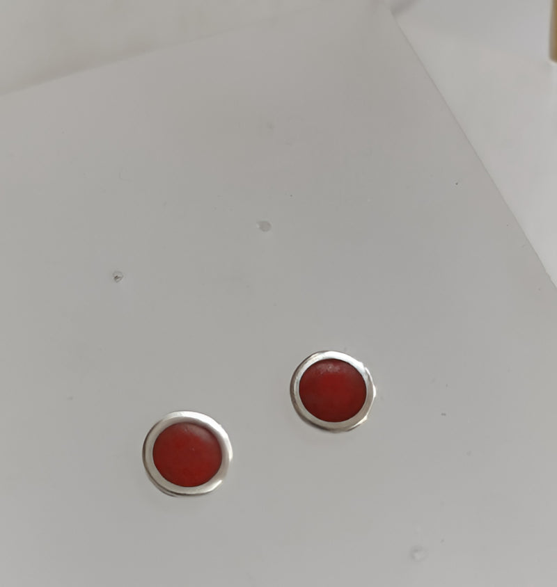 Sterling silver & enamel colourful studs - red