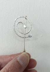 Sterling Silver 'spiral roots' pin brooch