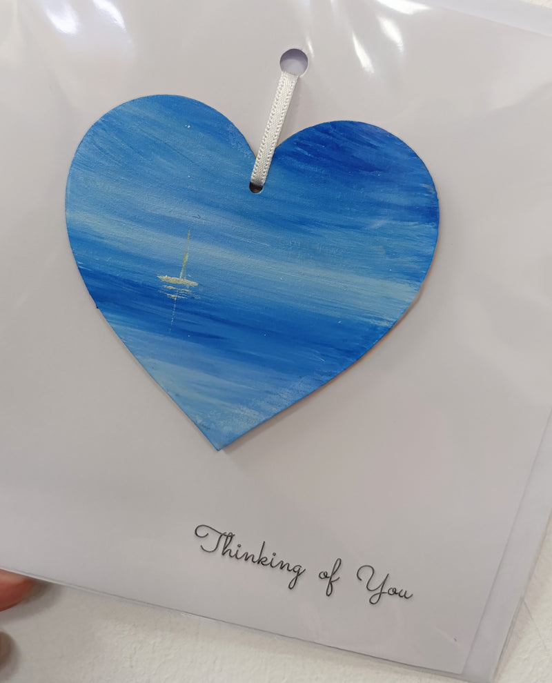 Thinking of you hand painted heart keepsake card