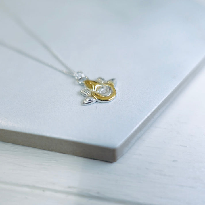 Sterling Silver & 22kt gold Lotus Moon pendant