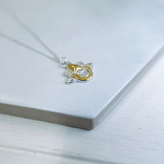 Sterling Silver & 22kt gold Lotus Moon pendant