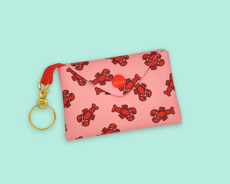 Mini faux leather pouch - lobsters