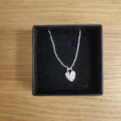 Sterling silver textured heart necklace