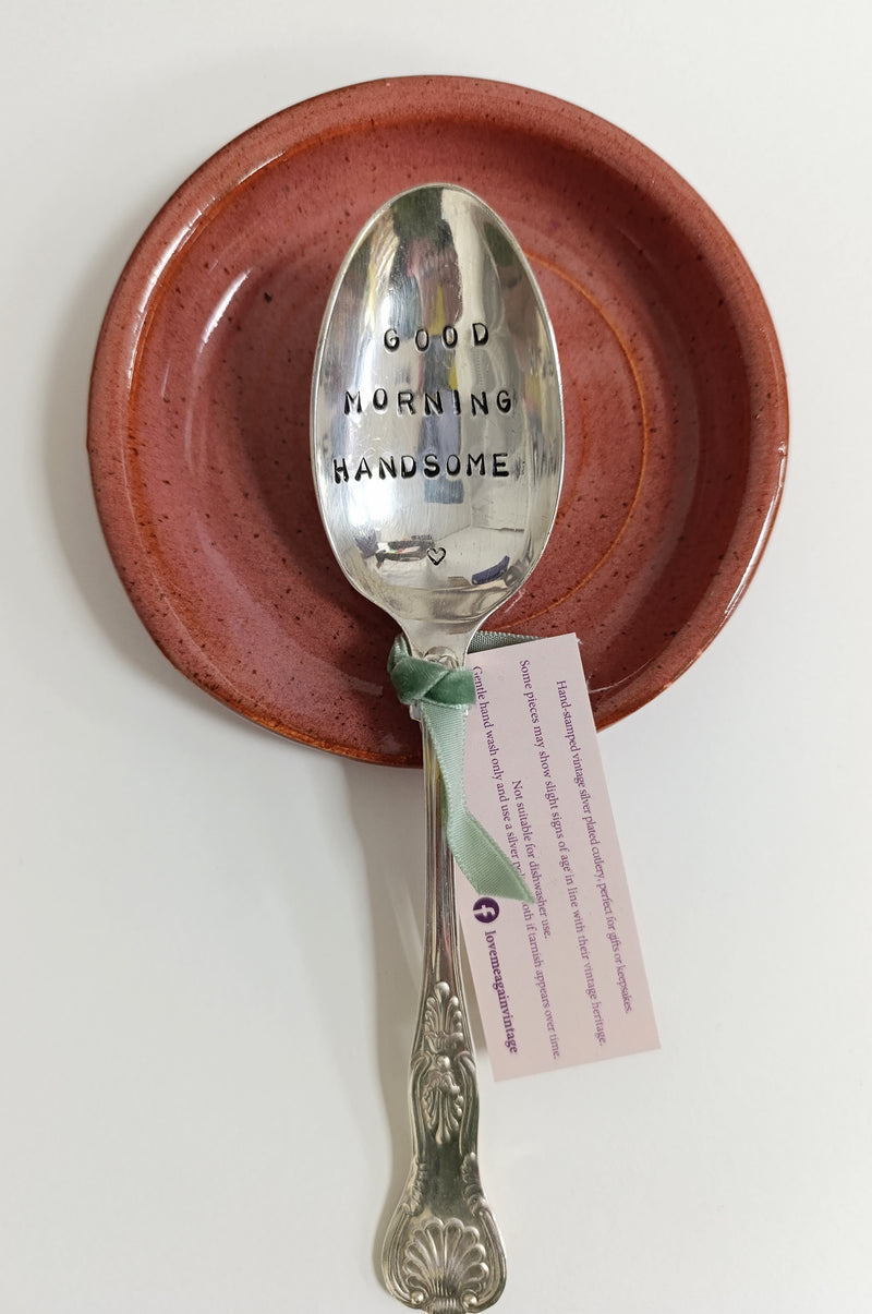 Ceramic spoon rest - brick pink glaze