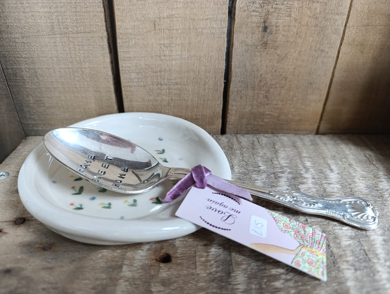 Ceramic spoon rest - hand painted floral (large)