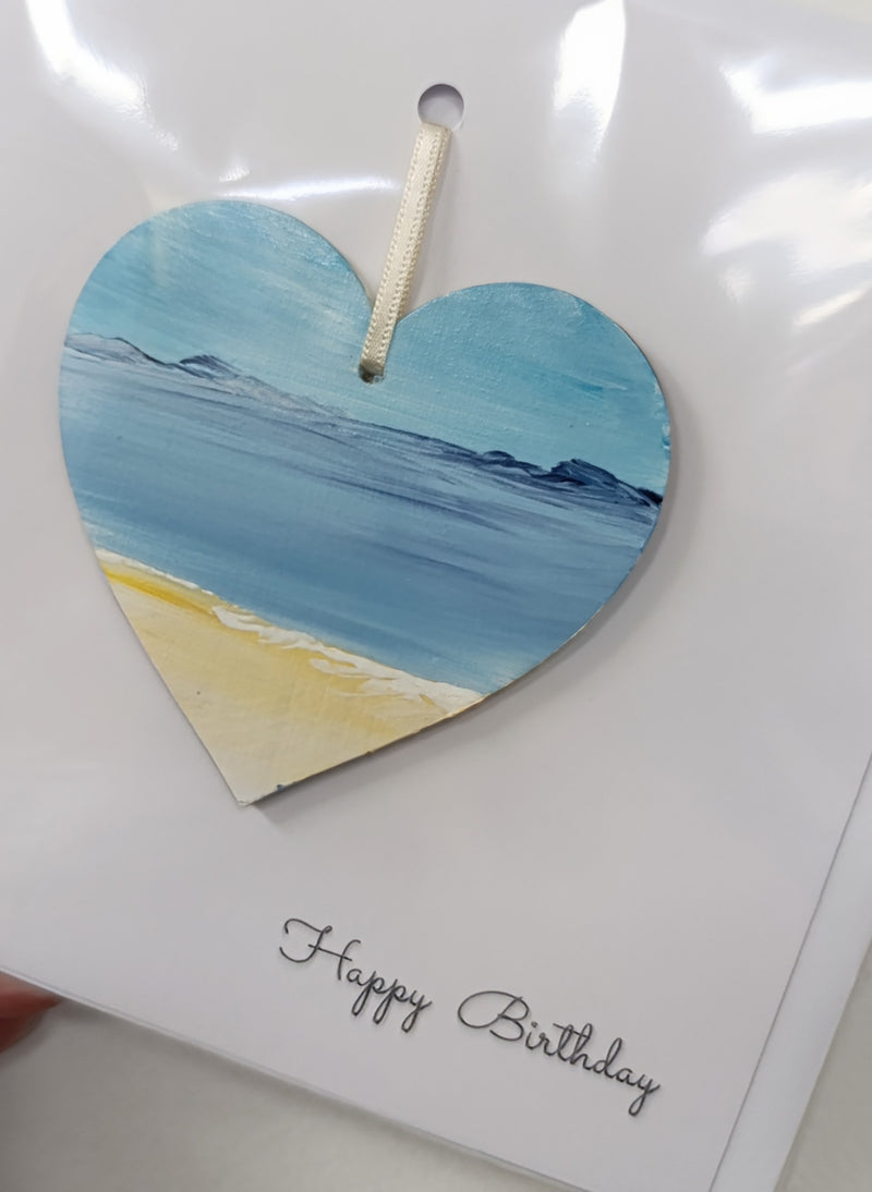 Happy birthday hand painted heart keepsake card