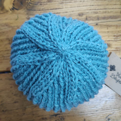 Hand knitted beanie hat - moonstone