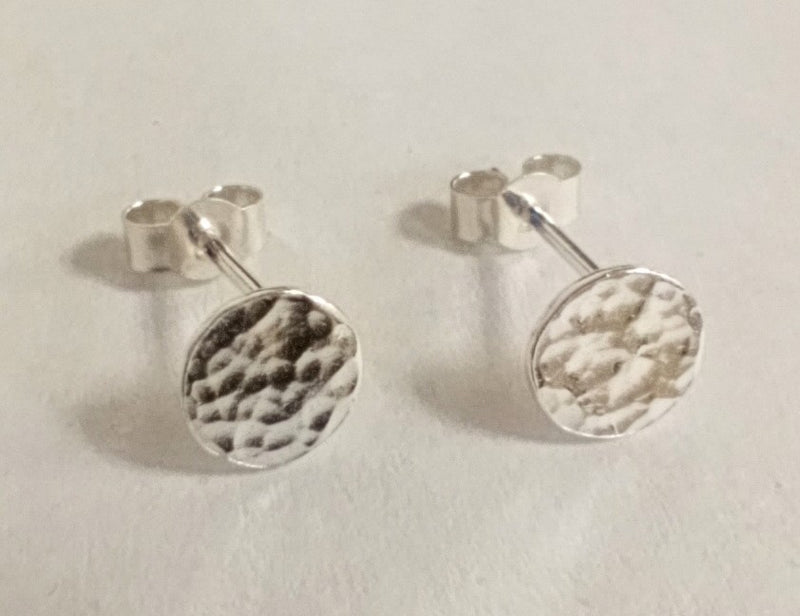 Sterling silver small hammered circle studs