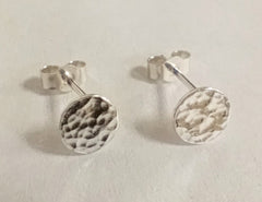 Sterling silver small hammered circle studs