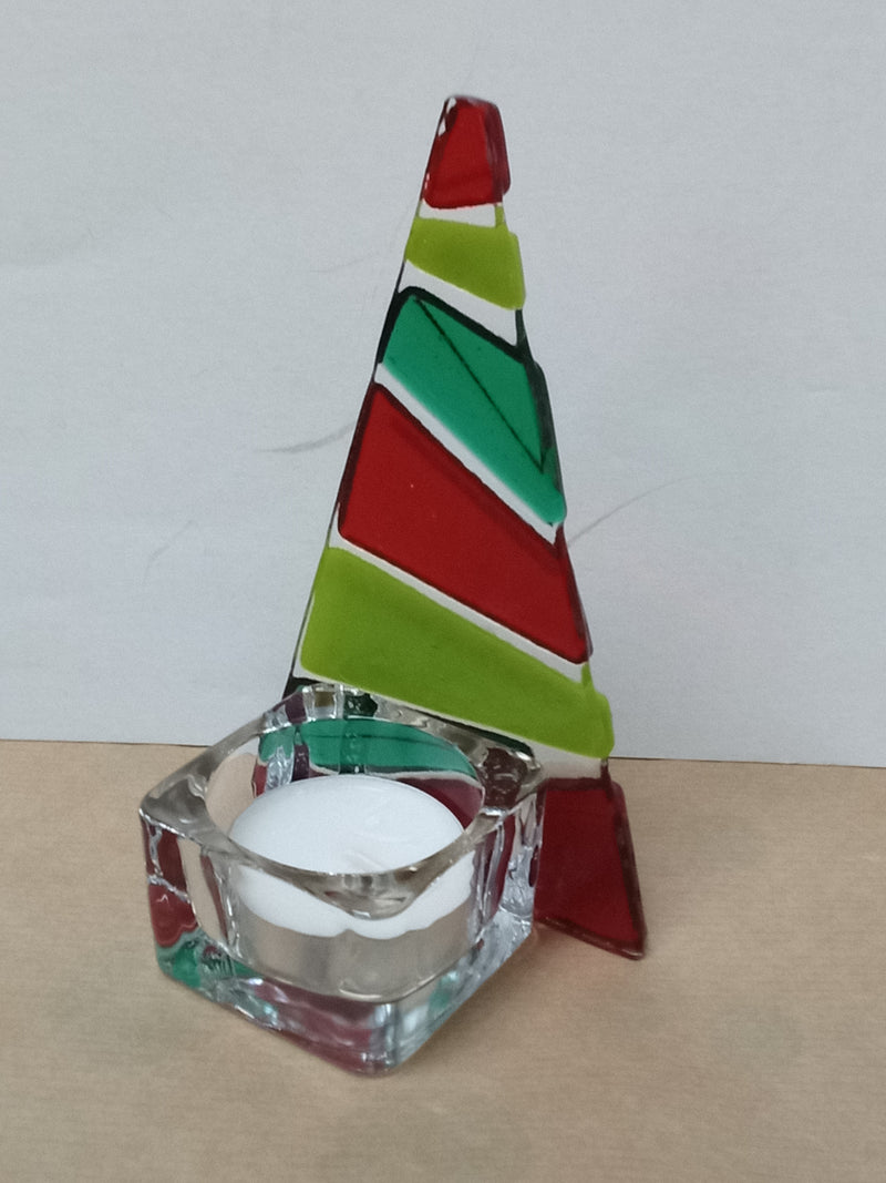 Christmas tree glass tealight holder