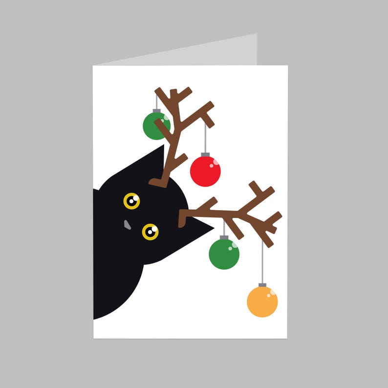 Festive reindeer cat card