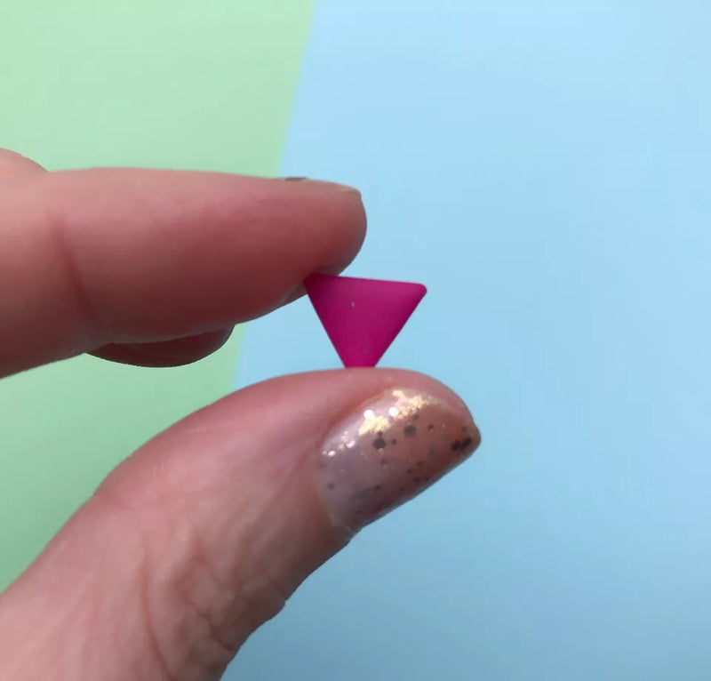 Triangle polymer clay studs - pink
