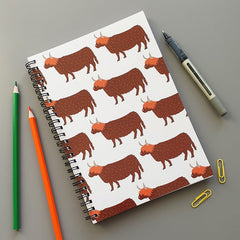 Highland cow lined wire bound notebook