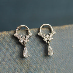 Sterling Silver Tiny Droplet Hoop Earrings