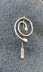Sterling Silver 'spiral roots' pin brooch