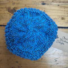 Hand knitted adult hat in Brick design - blue and te