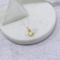 Sterling Silver & 22kt gold Lotus Moon pendant