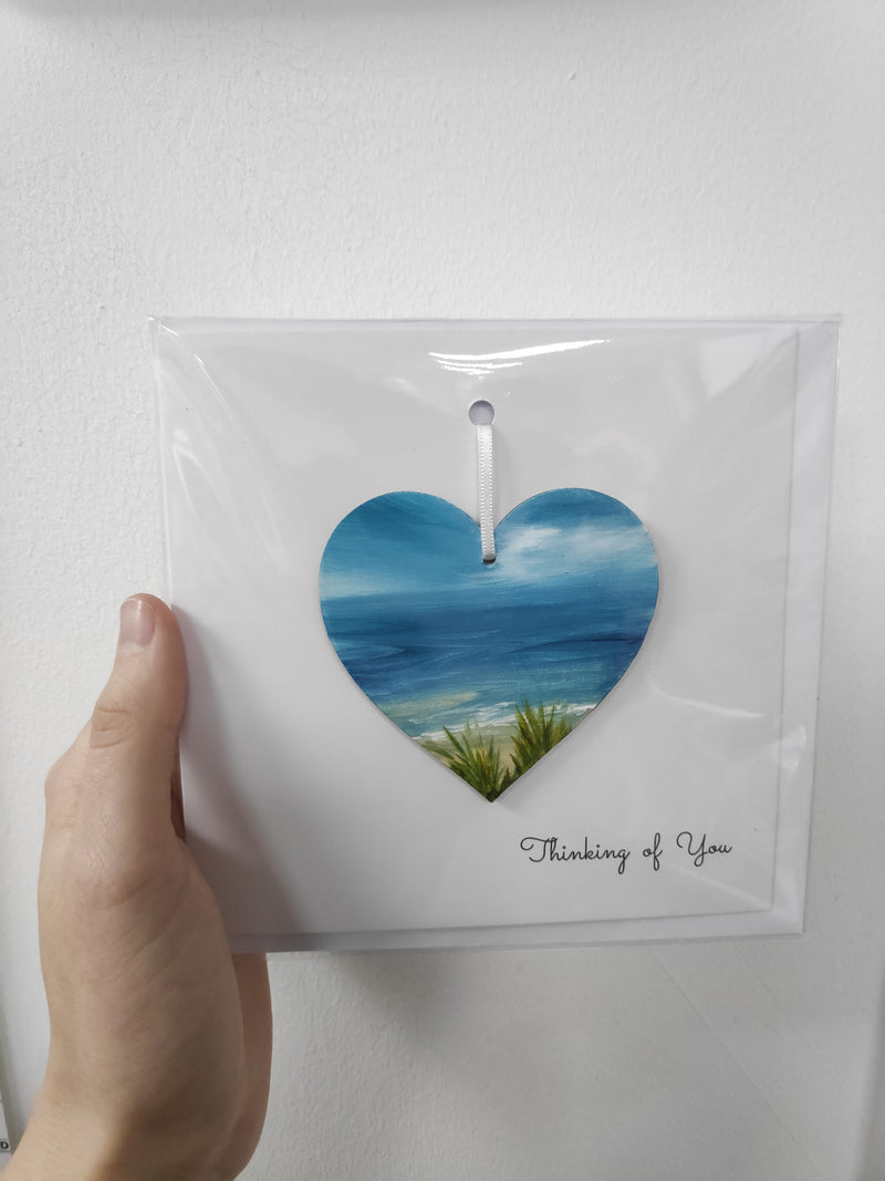 Thinking of you hand painted heart keepsake card