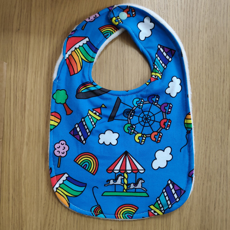 Traditional Style Bib - fairground and rainbows print