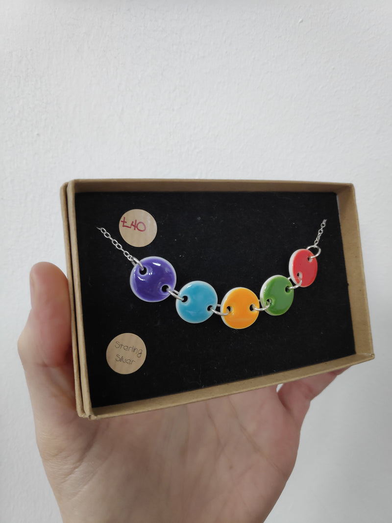 Ceramic multicolour circle pendant